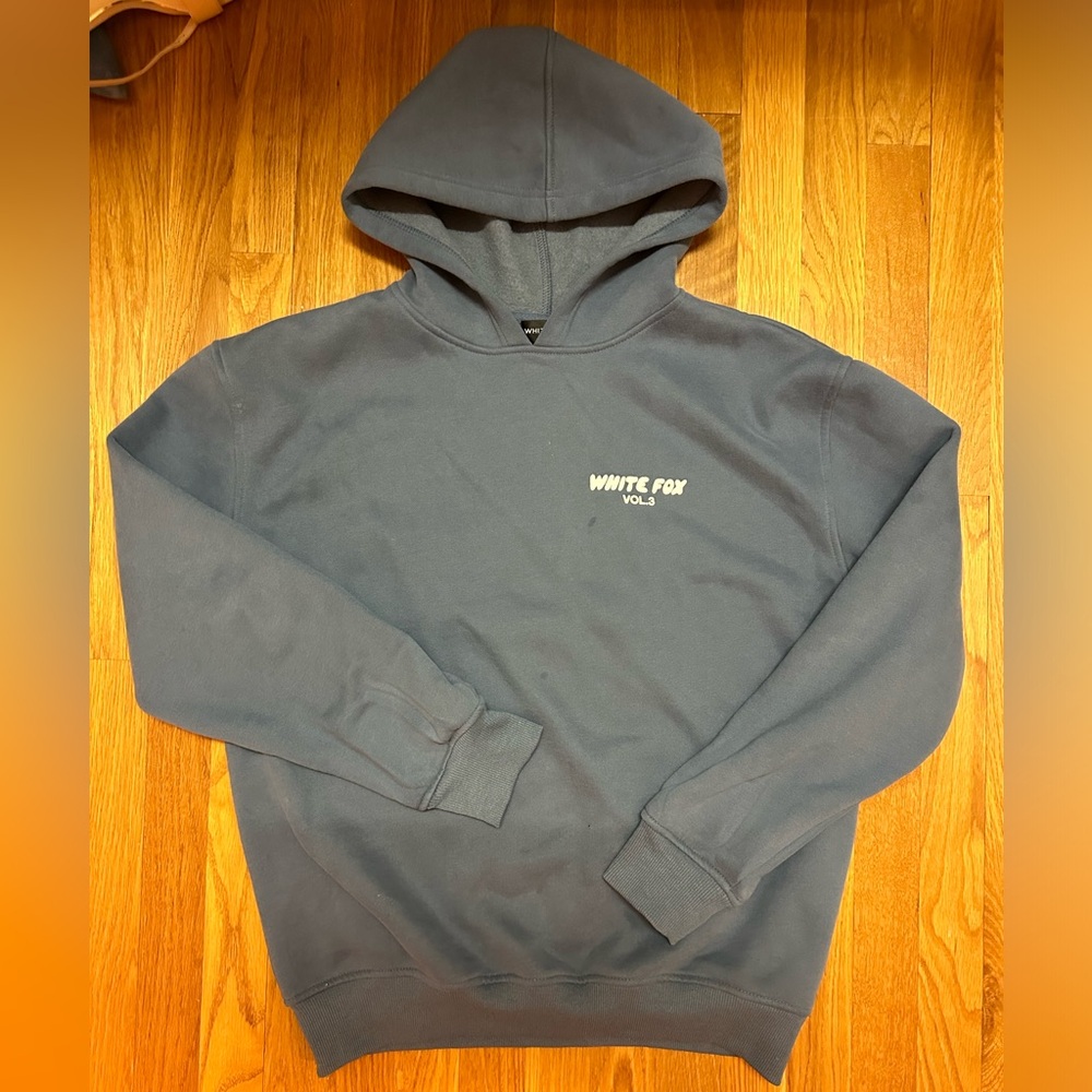 SOLD :( Navy White Fox Boutique Hoodie with White Puff Print